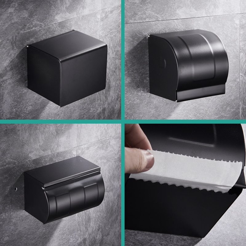 Black tissue box 304 stainless steel bathroom toilet waterproof Nordic makeup room multi-functional toilet paper box home