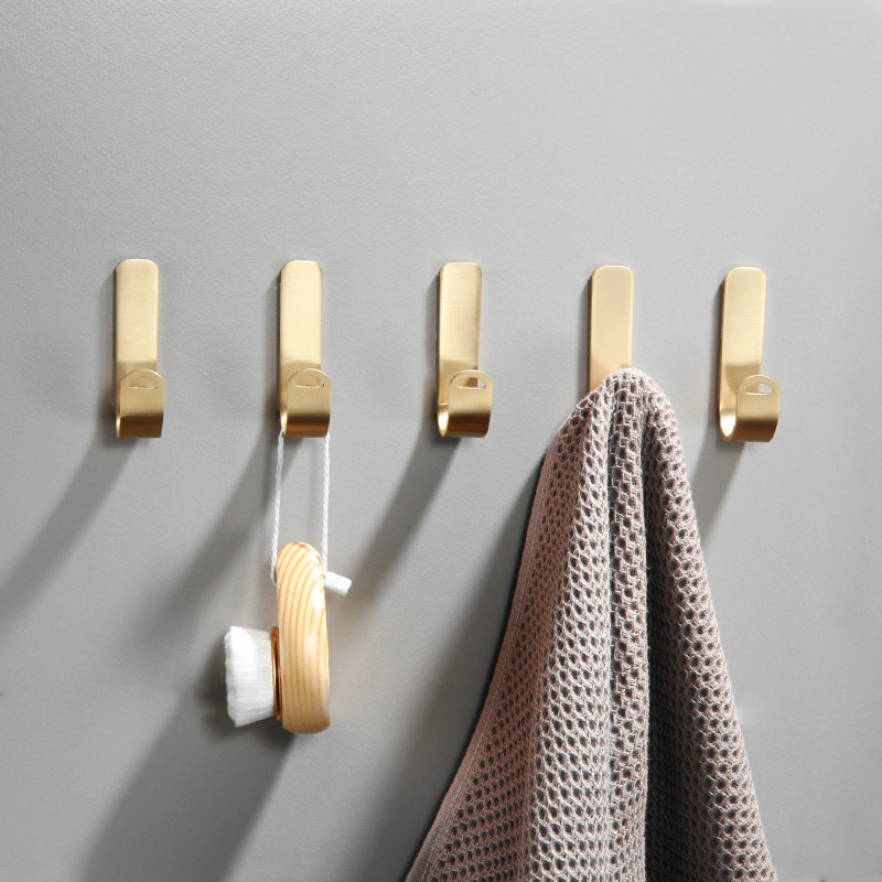Brass brushed gold wall hanging single hook small hook Powder room wall clothes hook Bathroom towel hanging clothes hook free hole