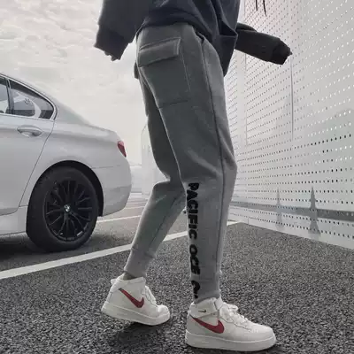 Wei pants men's Korean version of the trend slim-fitting small feet tide brand drawstring pants Harem pants all-match nine-point casual embroidered sweatpants