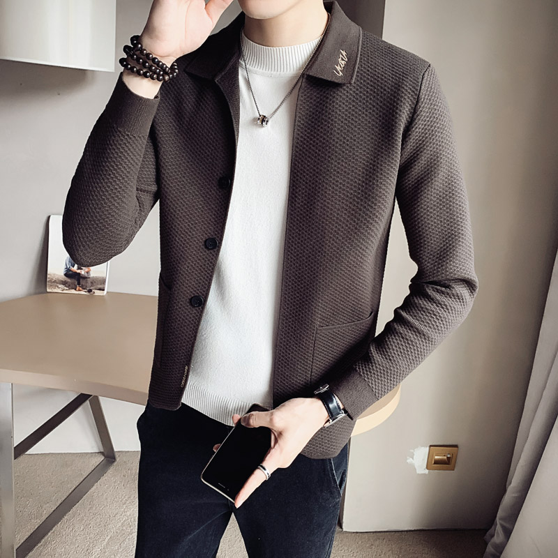 Couple knitted cardigan jacket men's new Korean version men's sweater casual tops tide brand jackets solid color sweaters