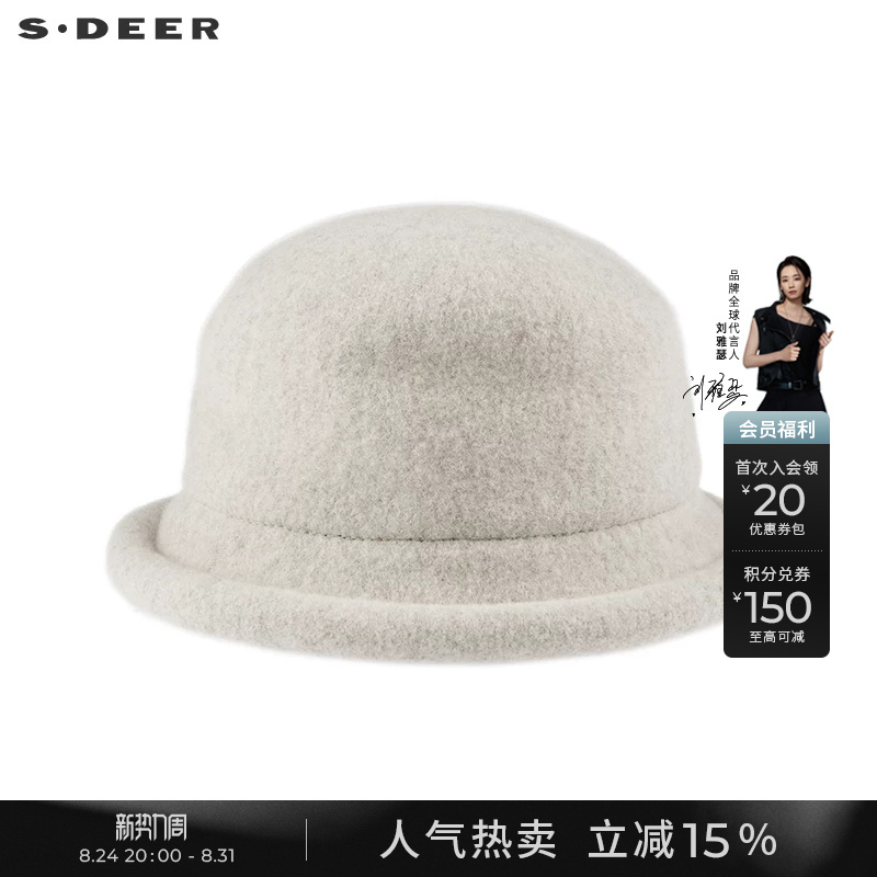 Sdeer Women's Winter Clothing Simple Retro Lapel Woolen Hat S21483619