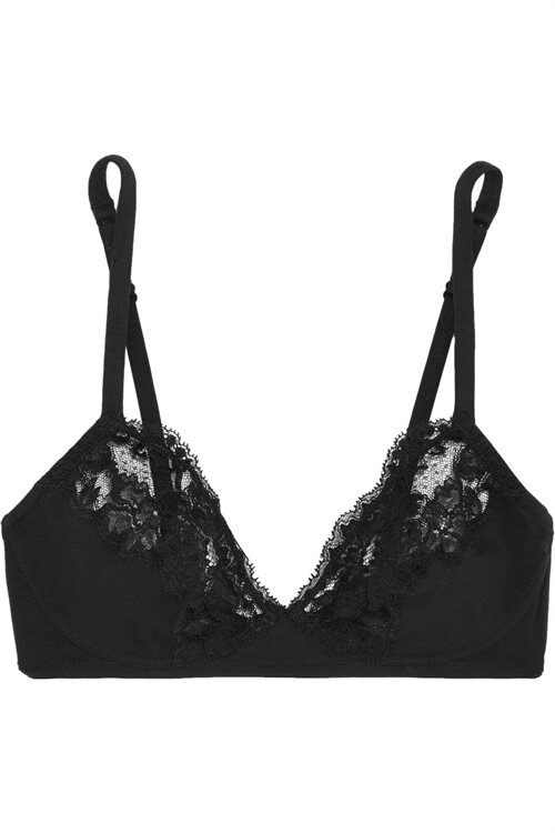 LA PERLA Black stretch cotton-blend jersey women's bra