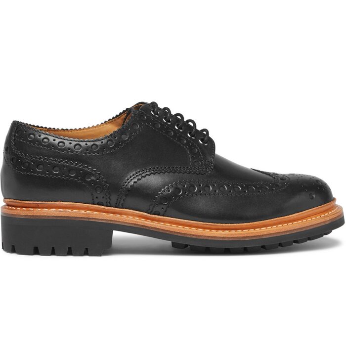  GRENSON 2021 black round head lacing leather men's leather shoes