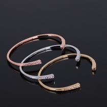 European and American simple style plated 18K real gold inlaid zircon opening adjustable bracelet mix and match temperament bracelet female