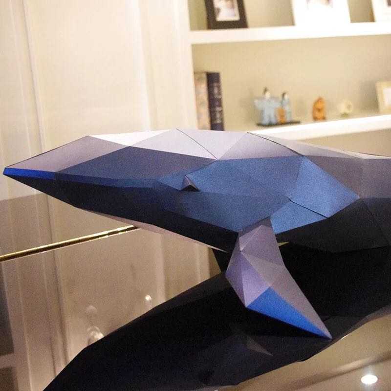 Whale shark dolphin paper model three-dimensional model oversized high-end handmade puzzle parent-child handmade blue whale model