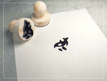 Killer whale dolphin marine life woodcut seal send stamp pad dive log decoration cartoon cute hand account seal