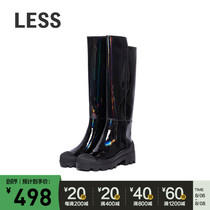 LESS womens shoes 2019 autumn and winter discount new pu black temperament Martin boots high boots over the knee 3J8590190