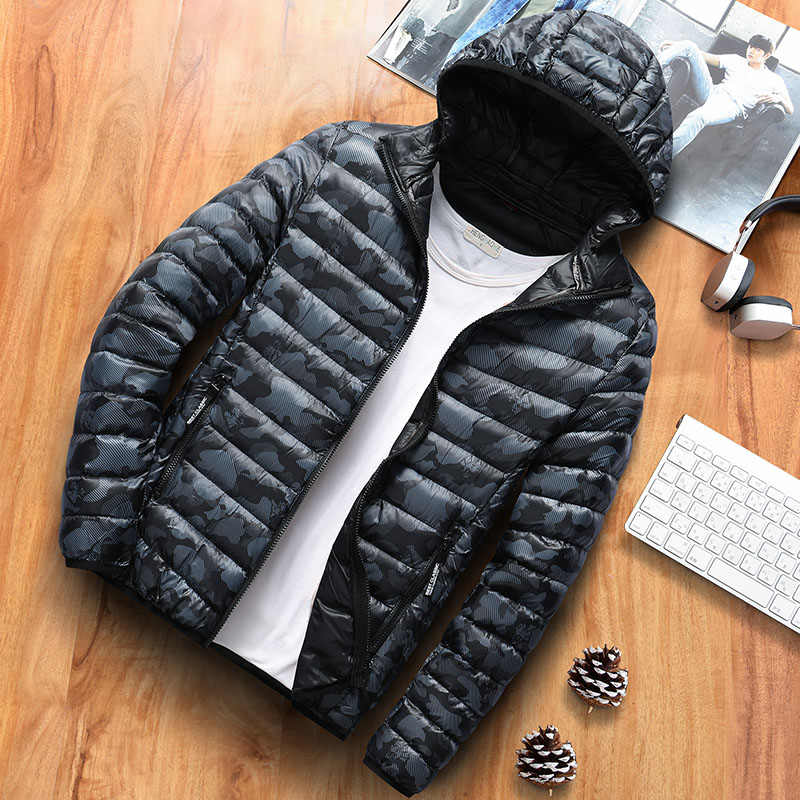 Camouflage cotton coat men's light short fashion youth Korean version down cotton clothing Autumn and winter trend brand jacket hooded quilted jacket