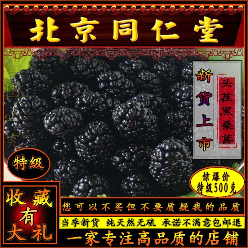 Tongrentang 2021 black mulberry dry special grade wild male kidney mulberry mulberry dry-free large-grain no-shaw Chinese herbal medicine