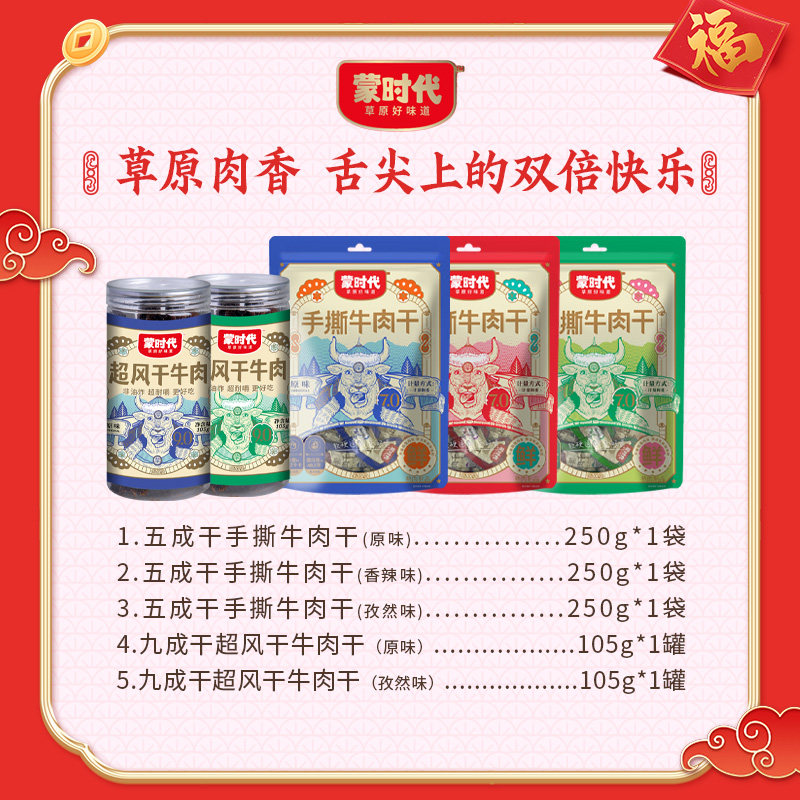 Mengdai Inner Mongolia Specialty Ultra-Dried Shredded Beef Jerky, High-End Gift for New Year, Visiting Relatives, Elder Gift Box