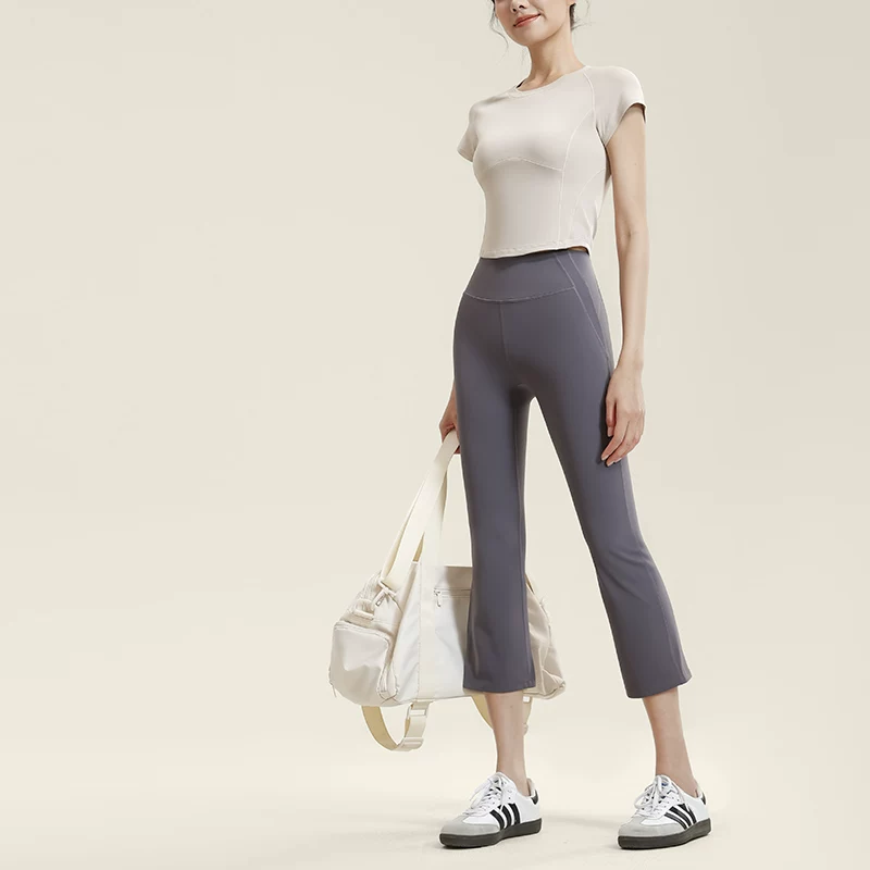 Расклешенные брюки, casual брюки, танцевальные overall для зала для тренировки, высокая талия, плотные