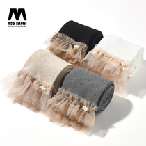 Girl ankle-length pants spring and autumn thin Foreign color wear lace leggings children little girl Slim Princess pants