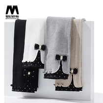 Girls Leggings Spring and Autumn 2021 New Little Girl Black Bow ankle-length pants Children Slim Pants