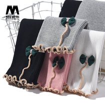 Girl 90% Pants Socks Spring Autumn Thin children Bottoms Pants Foreign Air Foot Stomp Pants Little Girl Butterfly Knot Pants