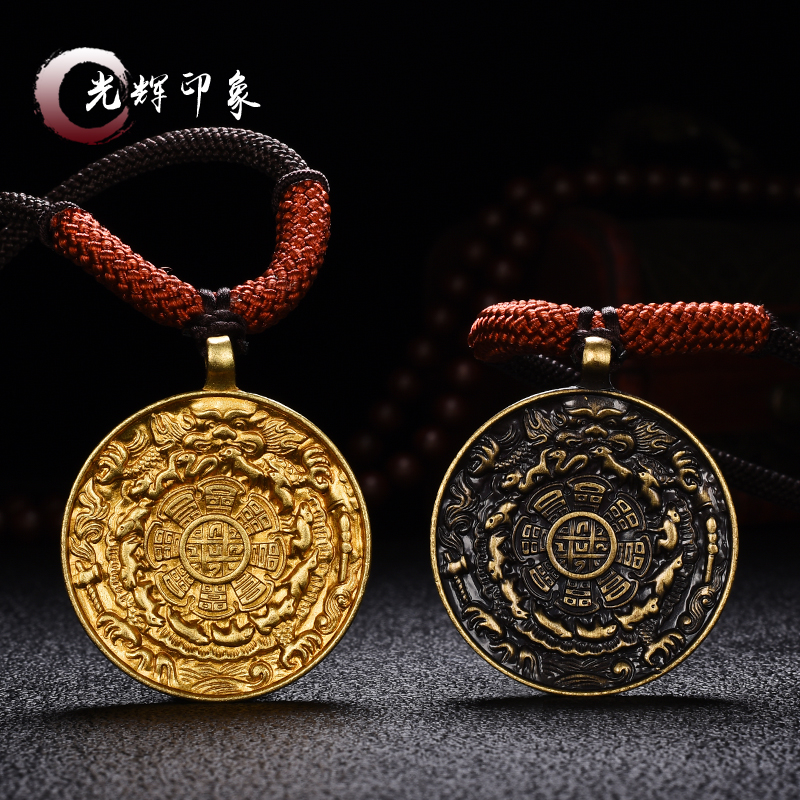 Tibetan Mizong Buddhism pure copper open light twelve zodiac Wenshu nine palace gossip card fall