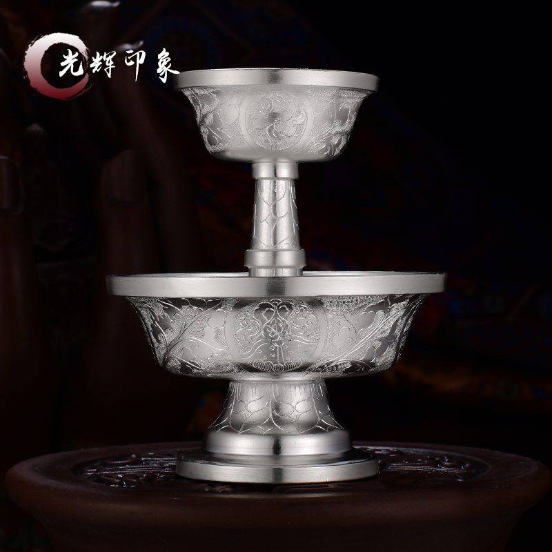 Tibetan Tantric 990 foot silver Nepal hand carved hair care cup Sterling Silver fine Buddhist Dharma cup 150g