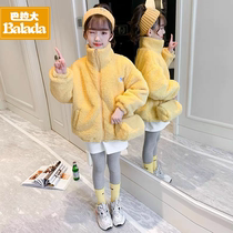 Girls woolen coat Lamb hair coat autumn and winter clothes little girl 8 nine 11 Ten 13 years old 7 Fashion plus fluff sweater