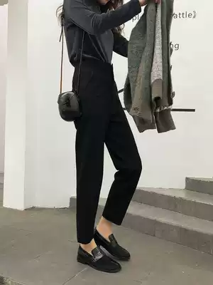 Crab Lane three-dimensional cut composite knitted pants 2019 autumn and winter New loose Joker straight casual pants women