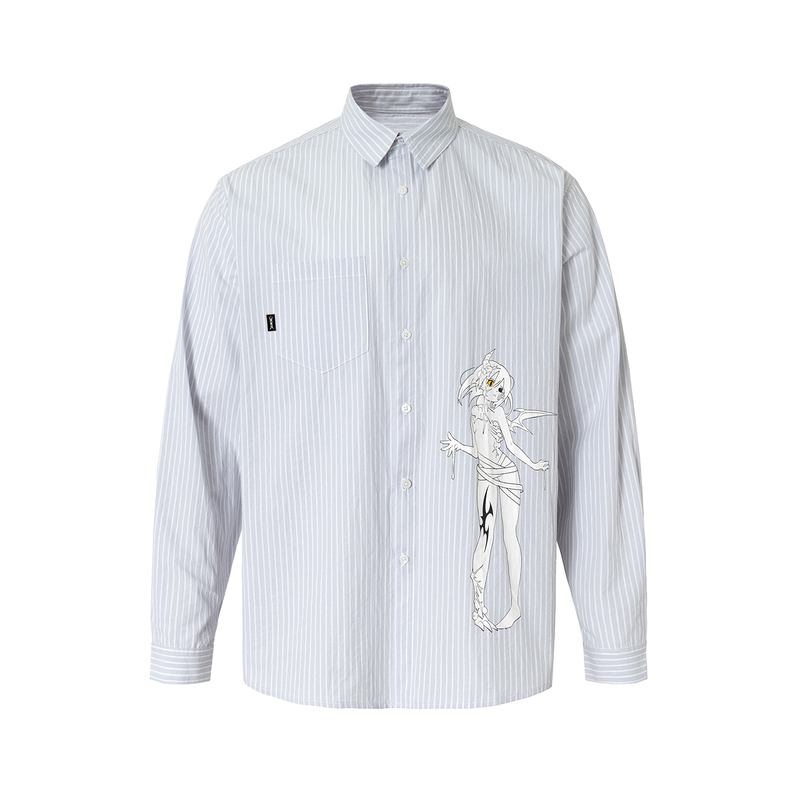 2727World Mutant Girl Striped Long Sleeve Shirt National Trend American Retro Street Style