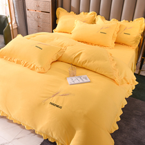 Little Red Book recommended cotton bed linen dress four-piece cotton bedspread quilt cover simple bed cover quilt cover bedding