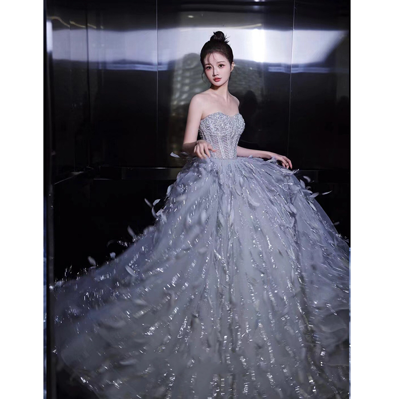 One-Shoulder Evening Dress, Super Fairy-Like, Student Coming-Of-Age Ceremony, Birthday Princess Dress, High-End Bride Engagement Wedding Toast Dress One-Shoulder Evening Dress, Super Fairy-Like, Student Coming-Of-Age Ceremony, Birthday Princess Dress, High-End Bride Engagement Wedding Toast Dress
