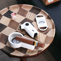 VANITY FAIR cigar scissors windproof lighter imitation porcelain ashtray three-piece tool set smoking gift box