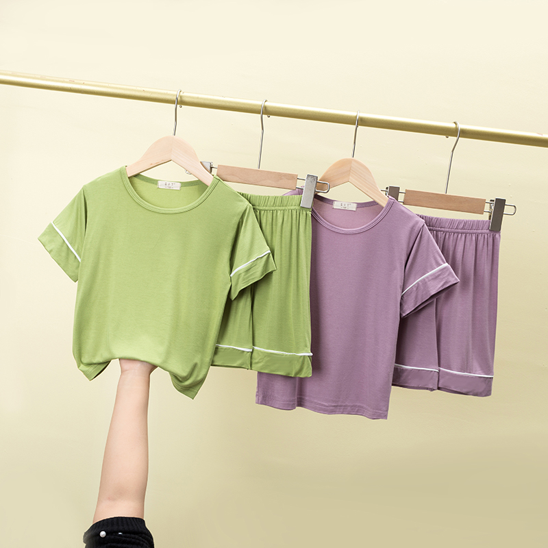 Super breathable~Children's Modal home wear suit summer men's and women's middle and large children's loose pajamas home cotton silk