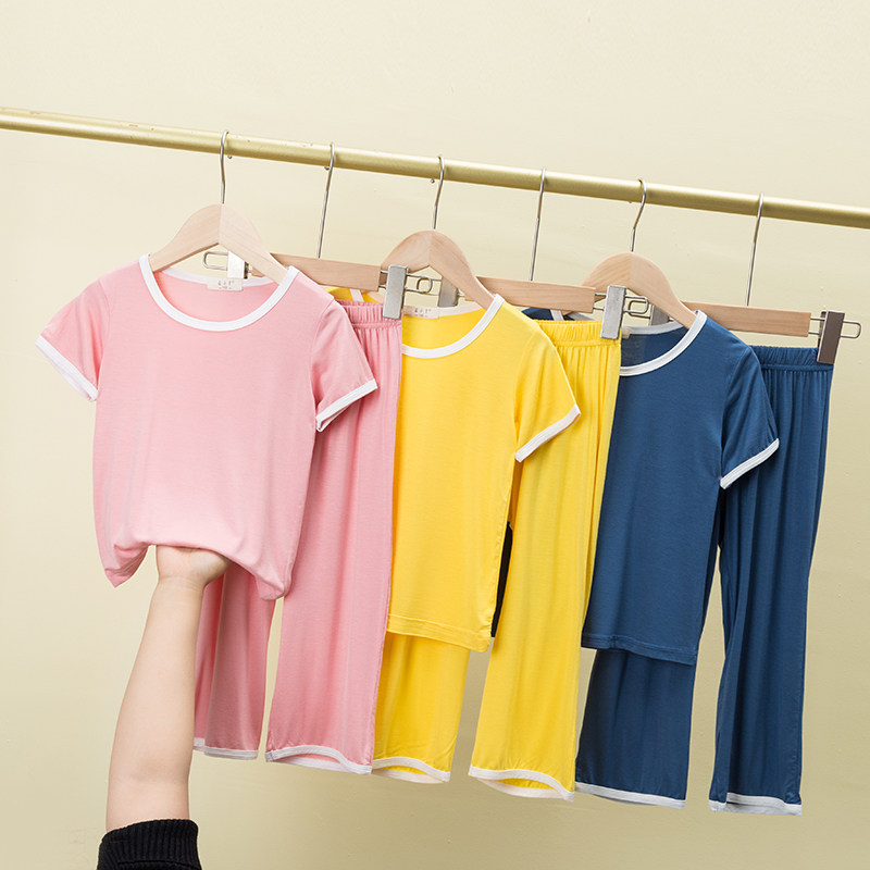 Spring and summer children's modal homewear pajamas set boys and girls boys and girls loose cotton breathable air-conditioning clothing