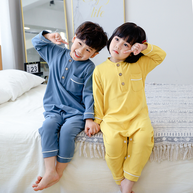 Autumn and winter men's and women's children's De Velvet cotton warm jumpsuit Home clothes Pajamas Children's baby long version jumpsuit