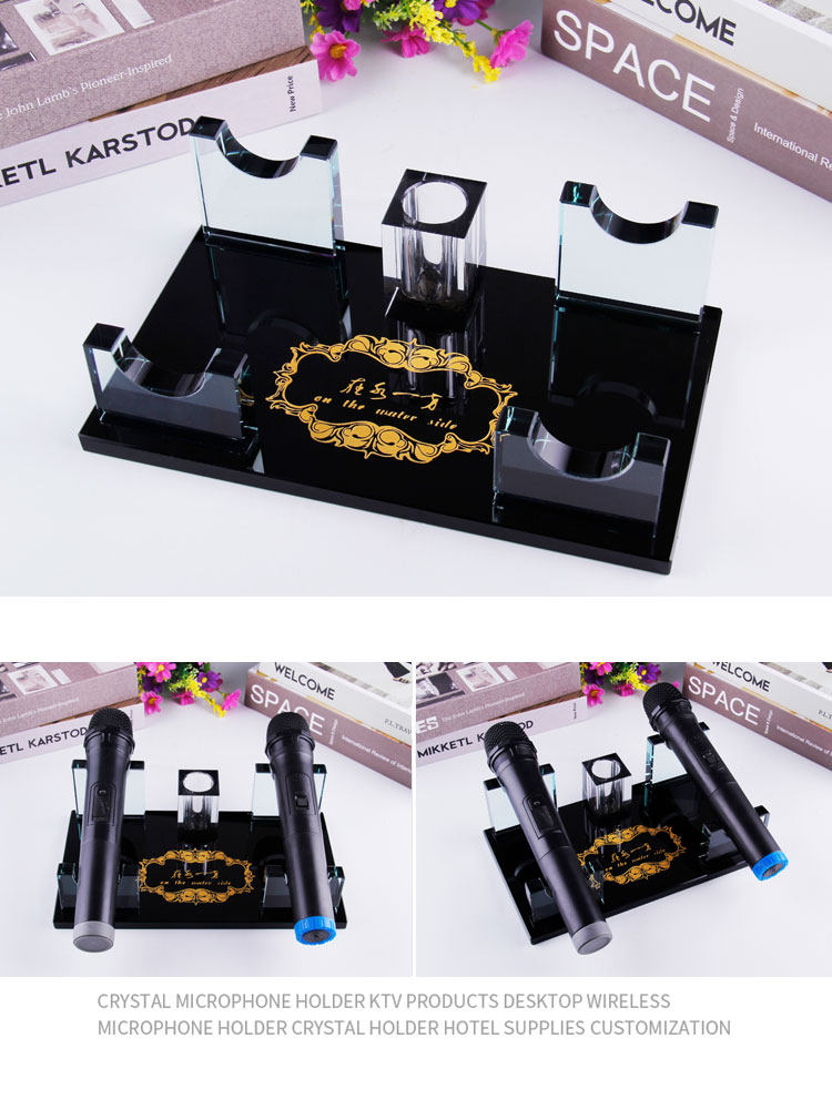 Микрофонная стойка Кристалл держатель микрофона держатель микрофона КТВ поставок настольных беспроводной микрофон держатель Кристалл держатель имидазола рабочего стола украшения KTV