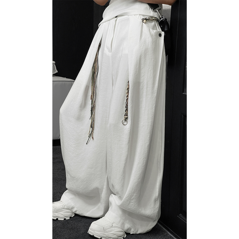 Longdaodao Summer New Trendy Retro Three-Dimensional Cut Design Versatile Loose Drapey Wide-Leg Casual Pants