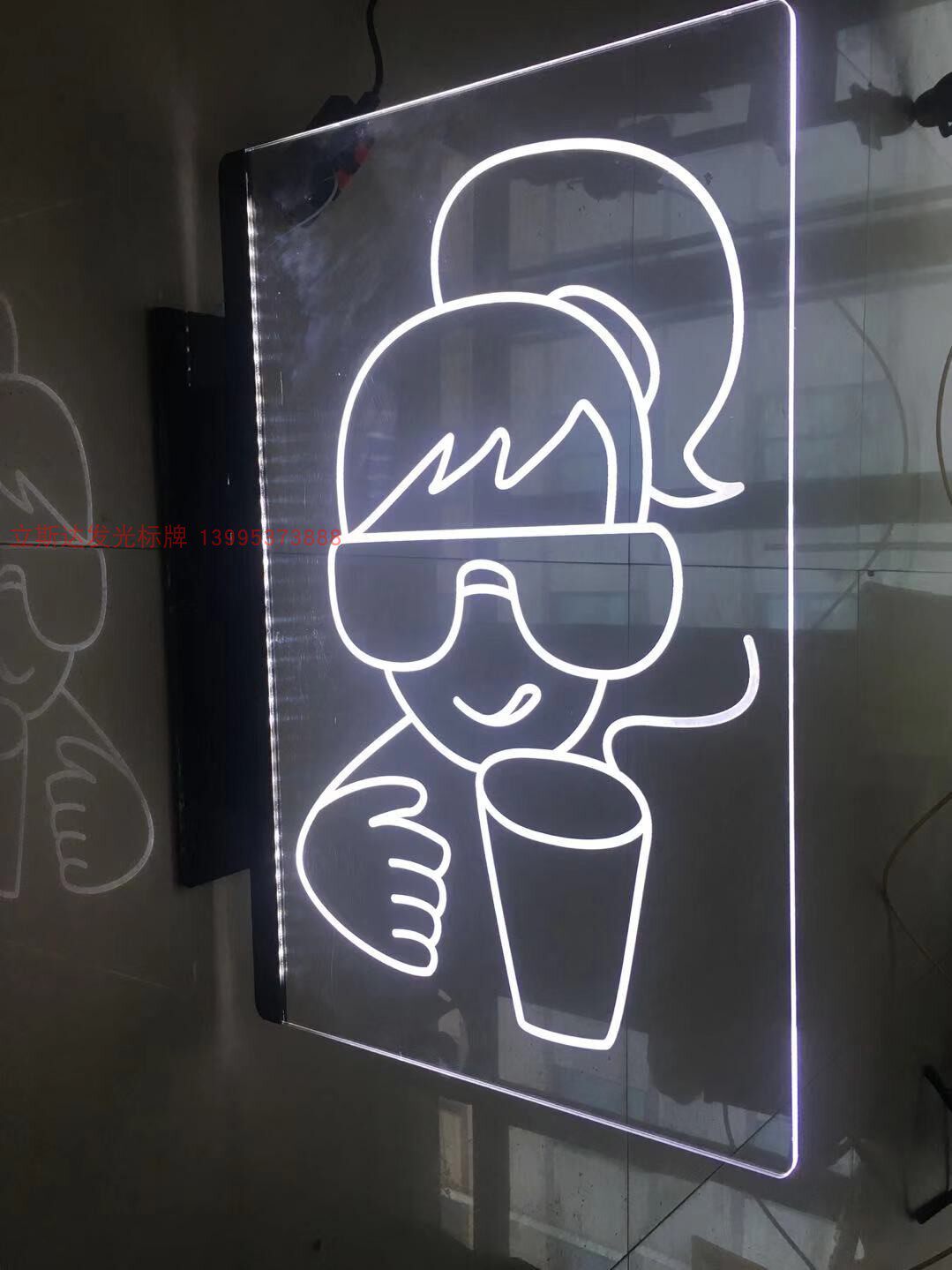 Best-selling side-mounted led luminous hotel restaurant shopping mall shelf toilet door plate double-sided UV hollow advertising light box