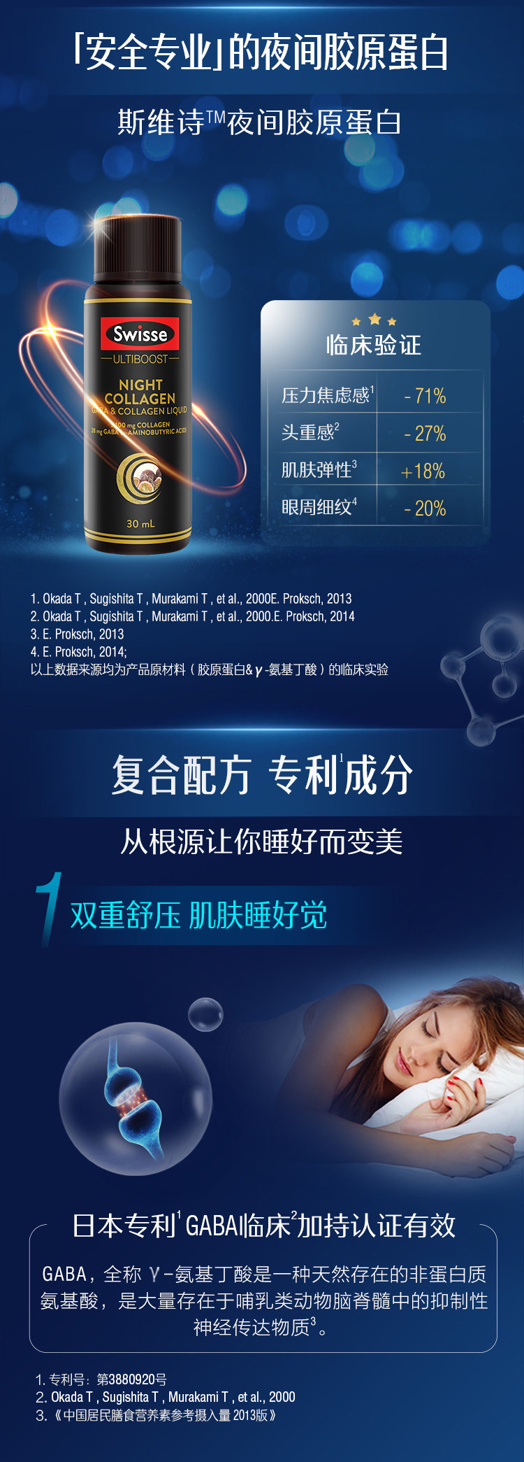 Swisse 好梦小Q瓶 专利GABA舒压助眠 补充胶原蛋白30ml*7支 图4