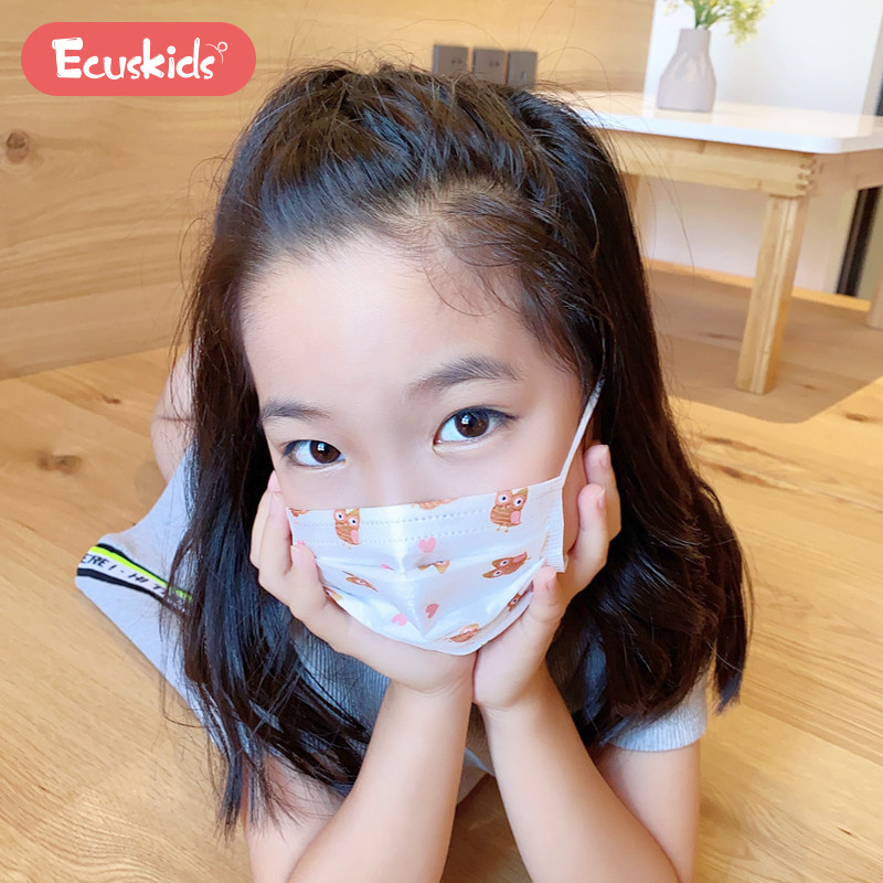 Japan Ecuskids children's mask primary school students 3d three-dimensional breathable dustproof protective cover 6-12 years old male and female baby