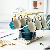 Coffee mug European small luxury gilt ceramic home simple afternoon tea set coffee set Coffee utensils with cup holder