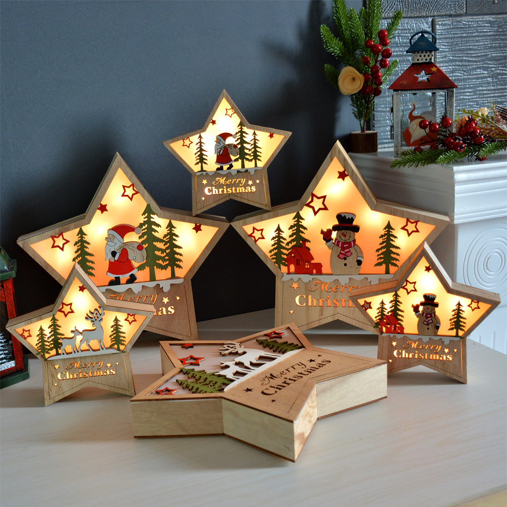 Christmas Decorations Gift Christmas Tree Lights Led Colorful Lights Seniors Snowman Woody Stars Home Creative Pendulum
