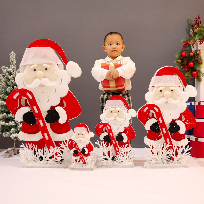 Flocking Christmas Old Man Christmas Decorations Large Mall Shop Window Scene Placement Of Christmas Tree Christmas Kits