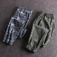 Công ty ngoại thương hàng hóa mùa thu mới nam ngoài trời thường xuyên cotton rửa ngụy trang eo đàn hồi quần sọc caro