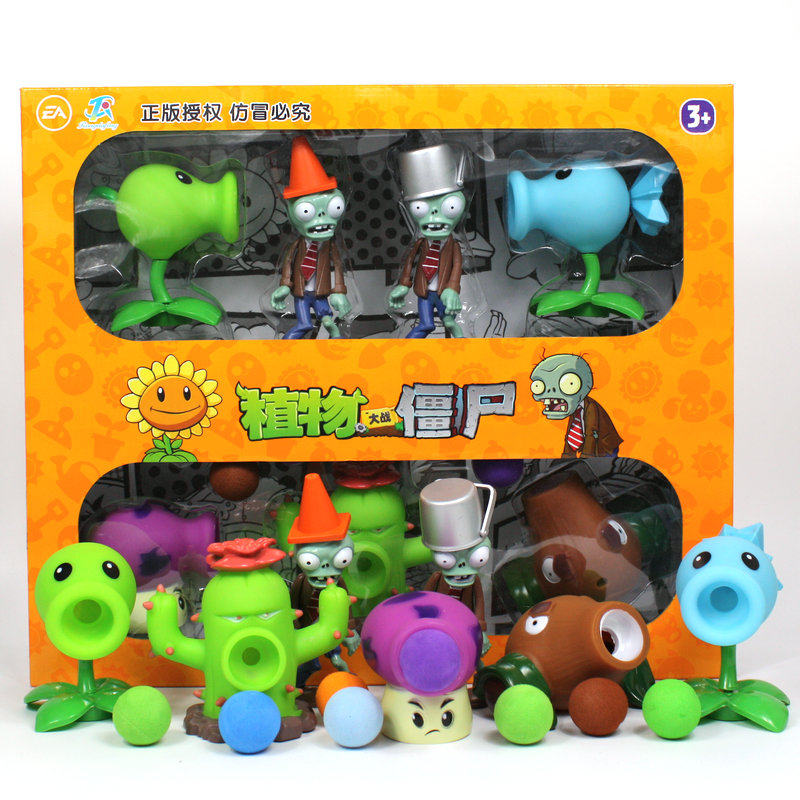 Plant Wars Zombie Toys Toys set Soft can launch chill Ice Pea Shooter Large Spray Mushrooms Cactus Coconut Cannons