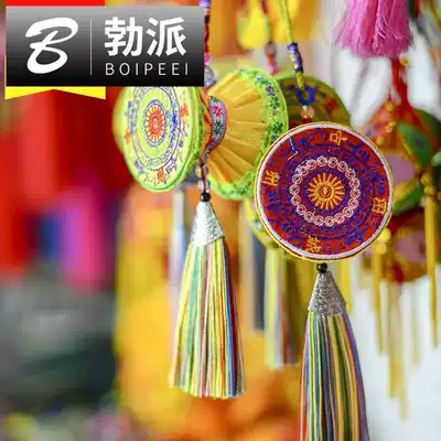 Guangxi Zhuang characteristic embroidery pendant cloth art bronze drum pattern Zhuangjin national business gifts narrative products craft gifts decoration