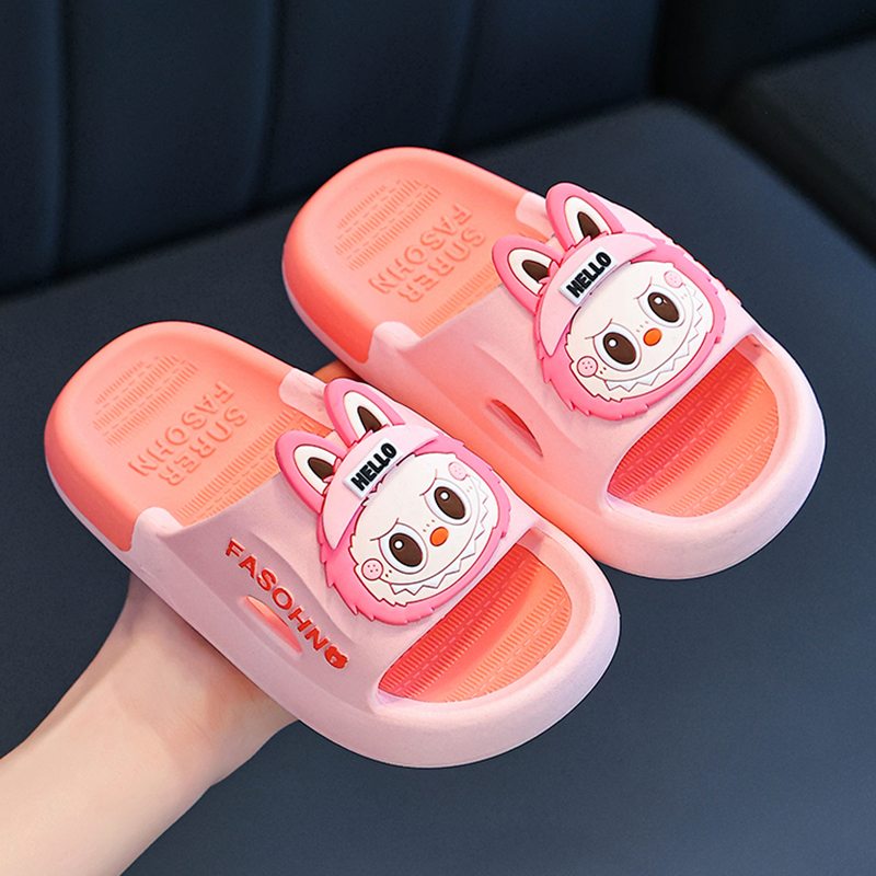 Labubu Children's Slippers for Girls, New Cute Cartoon Home Indoor Non-Slip and Odor-Resistant Kids' Boys' Sandals