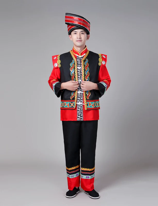 Trang phục Miao mới, trang phục biểu diễn thiểu số nam, Tujia Yao Zhuang, người Đại, quần áo hiệu suất