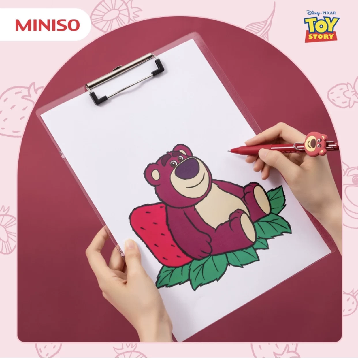 Набор хранение и наклеек (Miniso) strawberry — стекло 190 мл, посуда и канцелярия