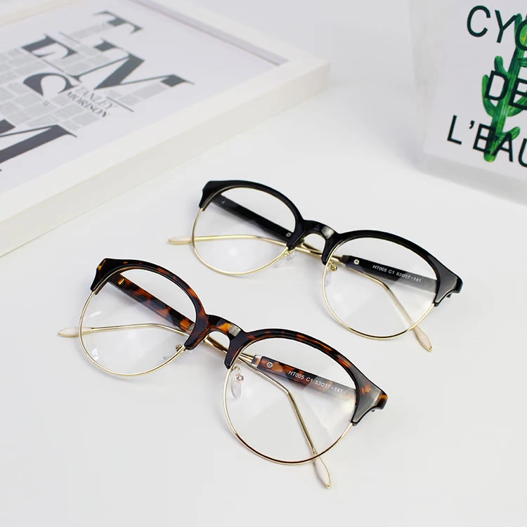 Vintage văn học phong cách Harajuku xu hướng nửa khung kim loại trong suốt khung tròn lớn ánh sáng kính Nhật Bản khung cận thị che mặt kính đa tròng