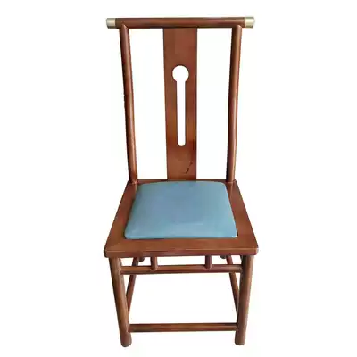 New Chinese solid wood hotel chair restaurant Box large round table matching dining chair iron fabric leather wood frame customization