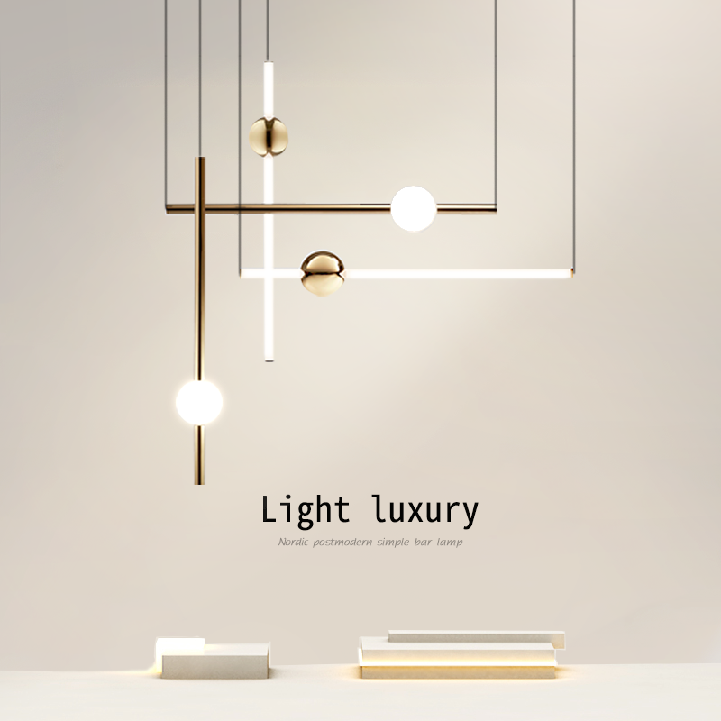 Nordic minimalist modern bar Bench Pendant Lamp Long Cylinder Cylindrical Aisle Staircase Single Head Restaurant Front Desk Combined Chandelier-Taobao