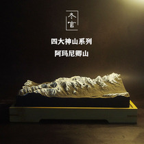Winter official handmade four sacred mountains cement concrete snow mountain Anima Qingshan Kailash ornament incense spread stone