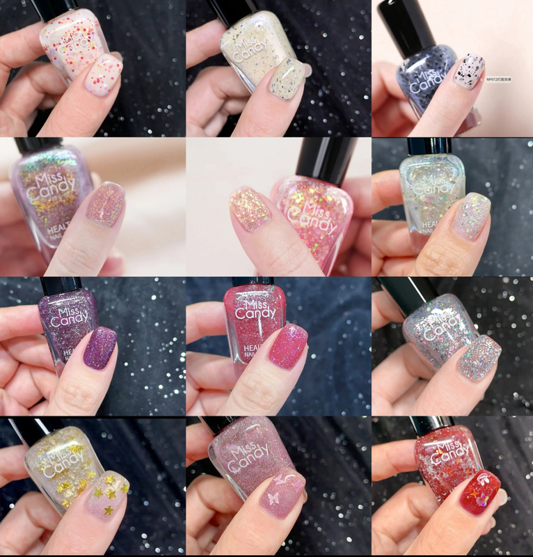  Special Offer Seven Misscandy Nail Polish Peelable No-Bake Semi-Transparent Glitter 7ml
