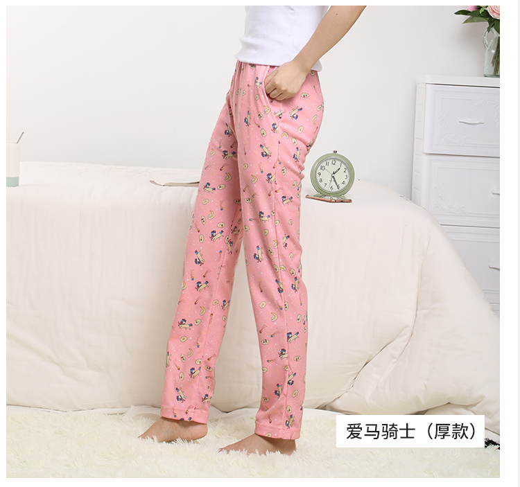 Quần pyjama quần nữ mùa thu quần cotton lỏng nhà kích thước lớn in quần cotton nhà tháng có thể mặc ngoài thu đông quần tây