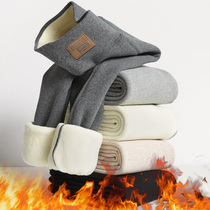 Lamb suede beating bottom pants woman autumn winter plus suede thickened outside wearing high waist integrated pants big code to be slim fit and warm long pants